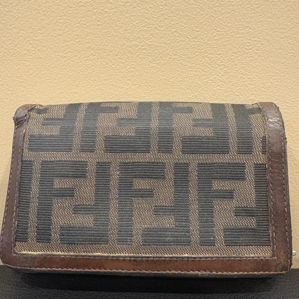 Fendi Vintage Zucca Canvas Leather Wallet